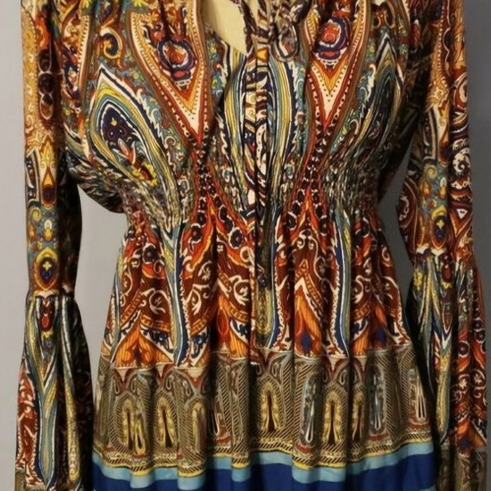 Boston Proper ohemian Paisley Long Sleeve Blouse